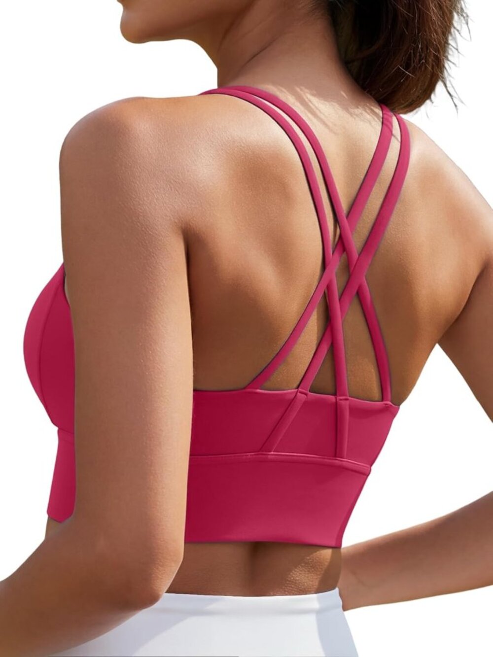 Sports Bras for Women Padded Halter Neck Criss-Cross Back Brushed Workout Bra Me